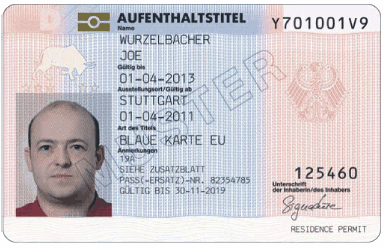 Sample of Blue Card EU in Germany